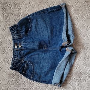 Blue paper bag jean shorts Small